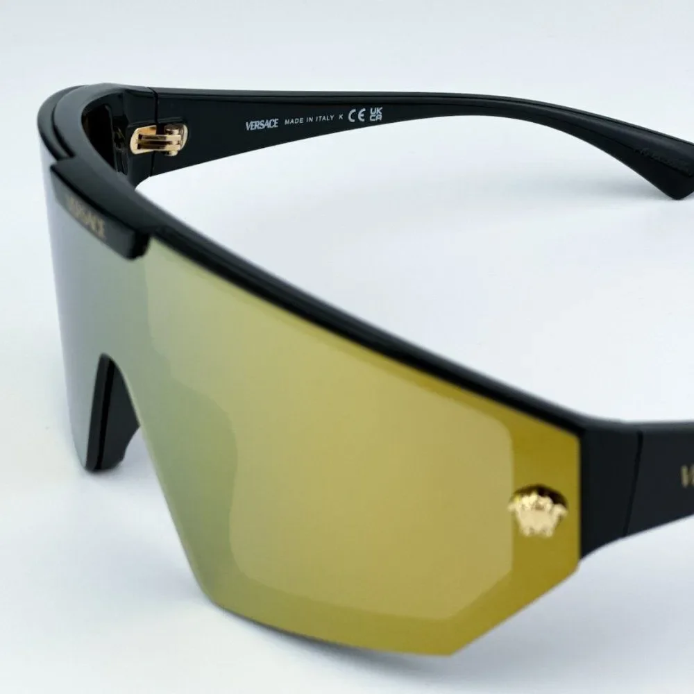 NEW Versace VE4461 GB1/87 Black Dark Grey Mirror Gold Detachable Lens Sunglasses